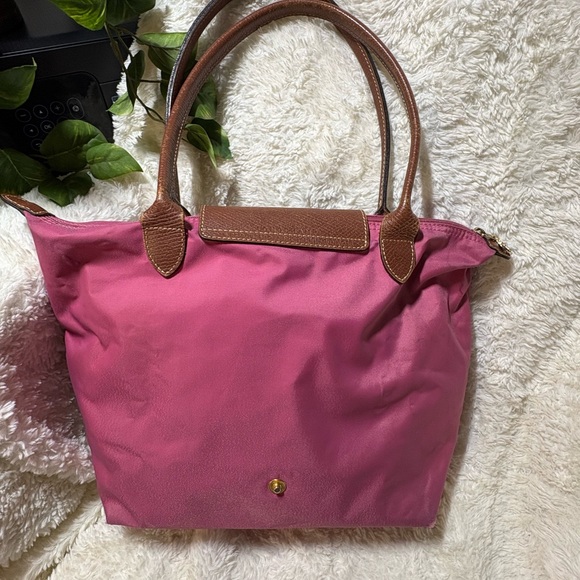 Longchamp Pink Tote with Brown Leather Trim - Picture 2 of 7